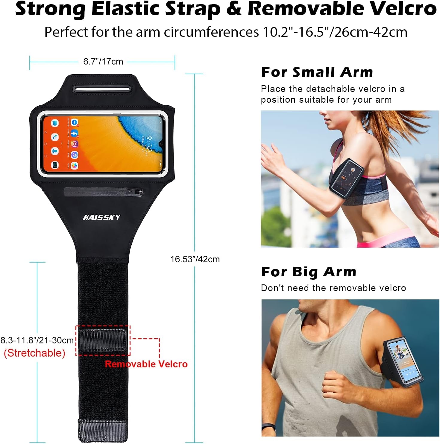 Close-up of phone pocket fitting 6.4 inch smartphone securely