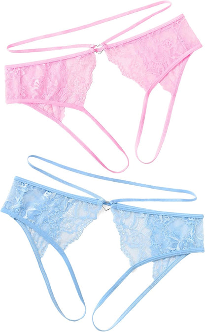 Avidlove Lace Thongs for Women Strap Cheeky Underwear Floral Lace Panties Hollow Out G-String