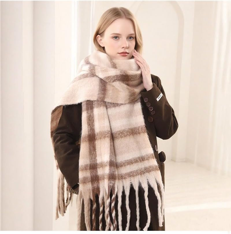Women'S Winter Scarfs, Mohair Vintage Scarf for Women and Men, Large Chunky Scarf Cashmere Feel Blanket Wrap