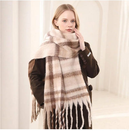 Women'S Winter Scarfs, Mohair Vintage Scarf for Women and Men, Large Chunky Scarf Cashmere Feel Blanket Wrap