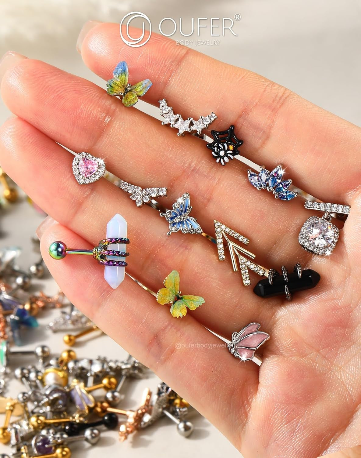 OUFER 16G Helix Earrings, 316L Stainless Steel Cartilage Earrings, Random 6PCS Helix Cartilage Piercing Jewelry, Tragus Forward Helix Cartilage Earrings Studs for Women