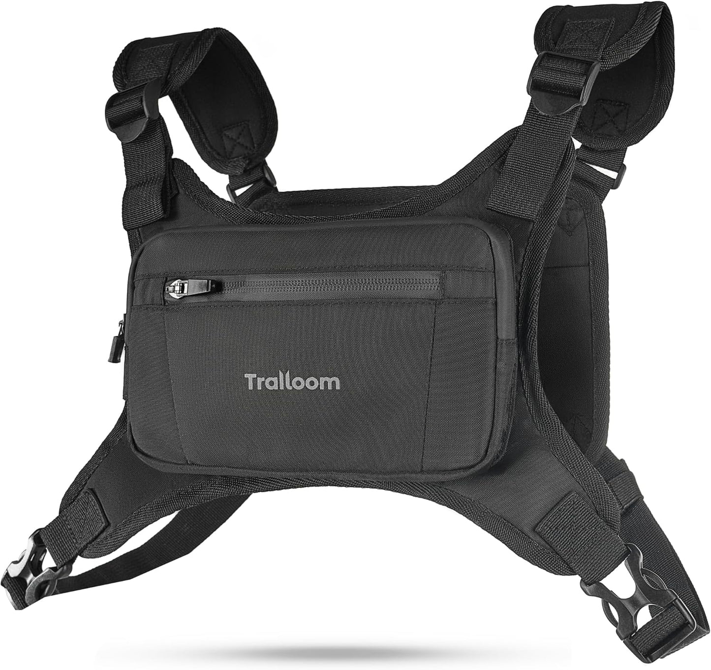 Reflective running chest pack worn by female jogger on morning run