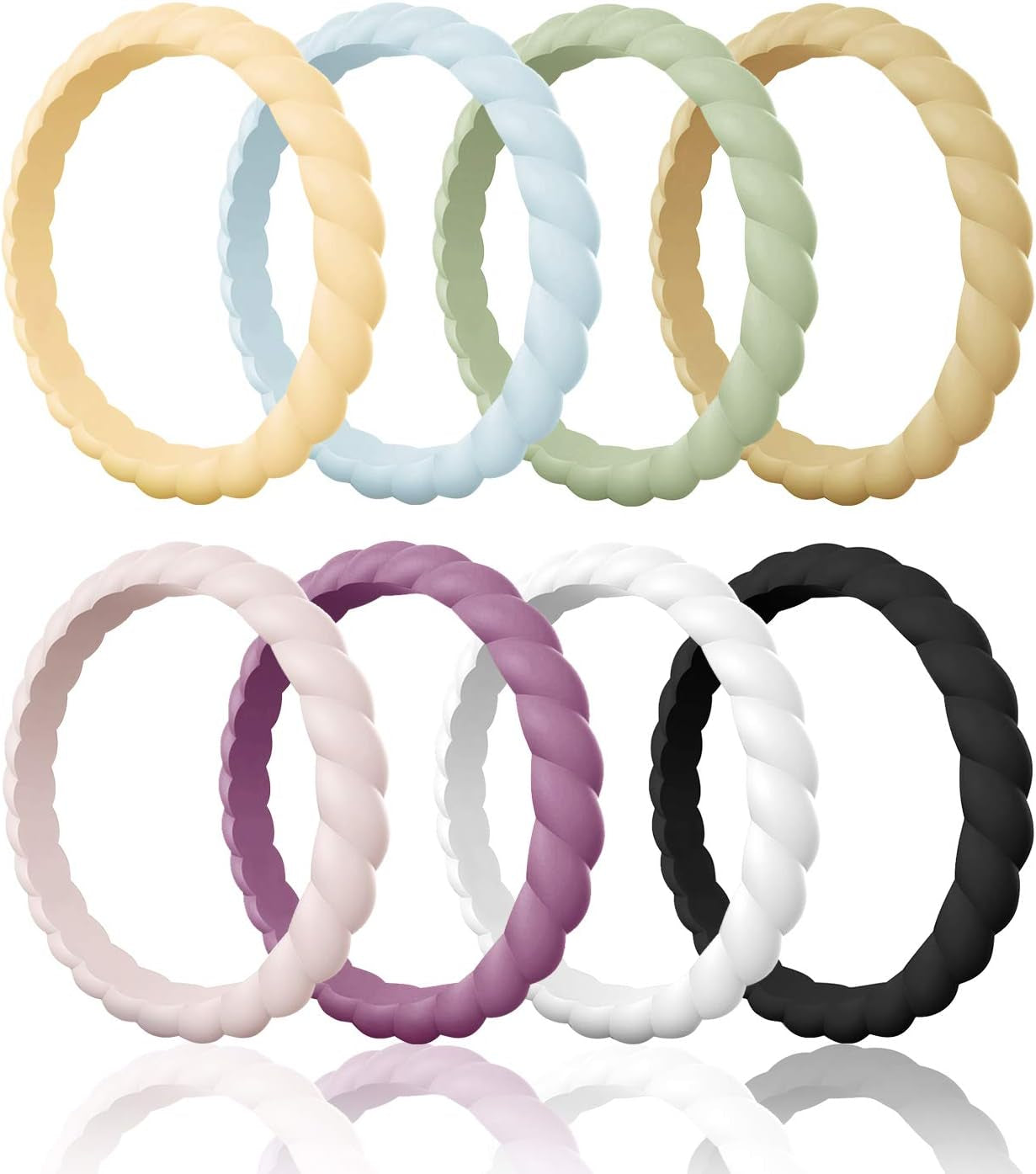 Thin braided silicone wedding ring for women comfortable fit demonstration