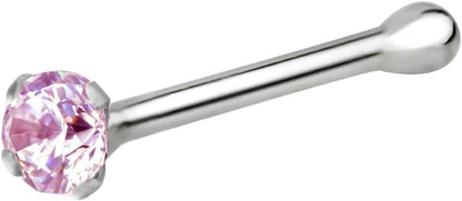 Forbidden Body Jewelry Nose Rings Sterling Silver CZ Simulated Diamond Bone Studs, 1.5Mm Crystal 22G