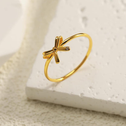 Bow Rings for Women Mother Daughter Friendship Knot Ring 925 Sterling Silver Dainty 14K Gold Plated Promise Rings for Her Birthday Graduation Gifts