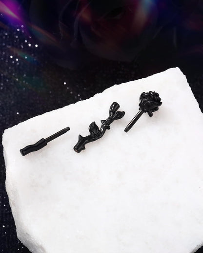 Jewseen Rose Industrial Ring Flower Industrial Barbell Surgical Steel Industrial Piercing Jewelry 14G 16G Cartilage Earring Long Straight Bar for Women Men