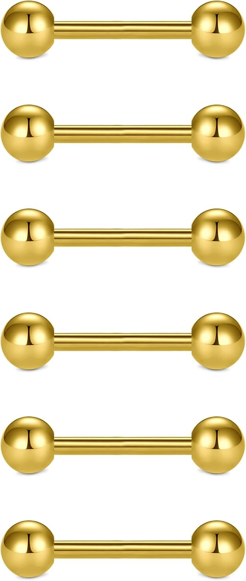 VCMART 12Mm-18Mm 14G Tongue Rings Nipple Straight Barbells Surgical Steel Body Piercing Jewelry