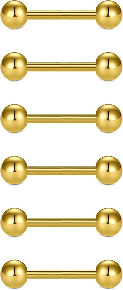 VCMART 12Mm-18Mm 14G Tongue Rings Nipple Straight Barbells Surgical Steel Body Piercing Jewelry