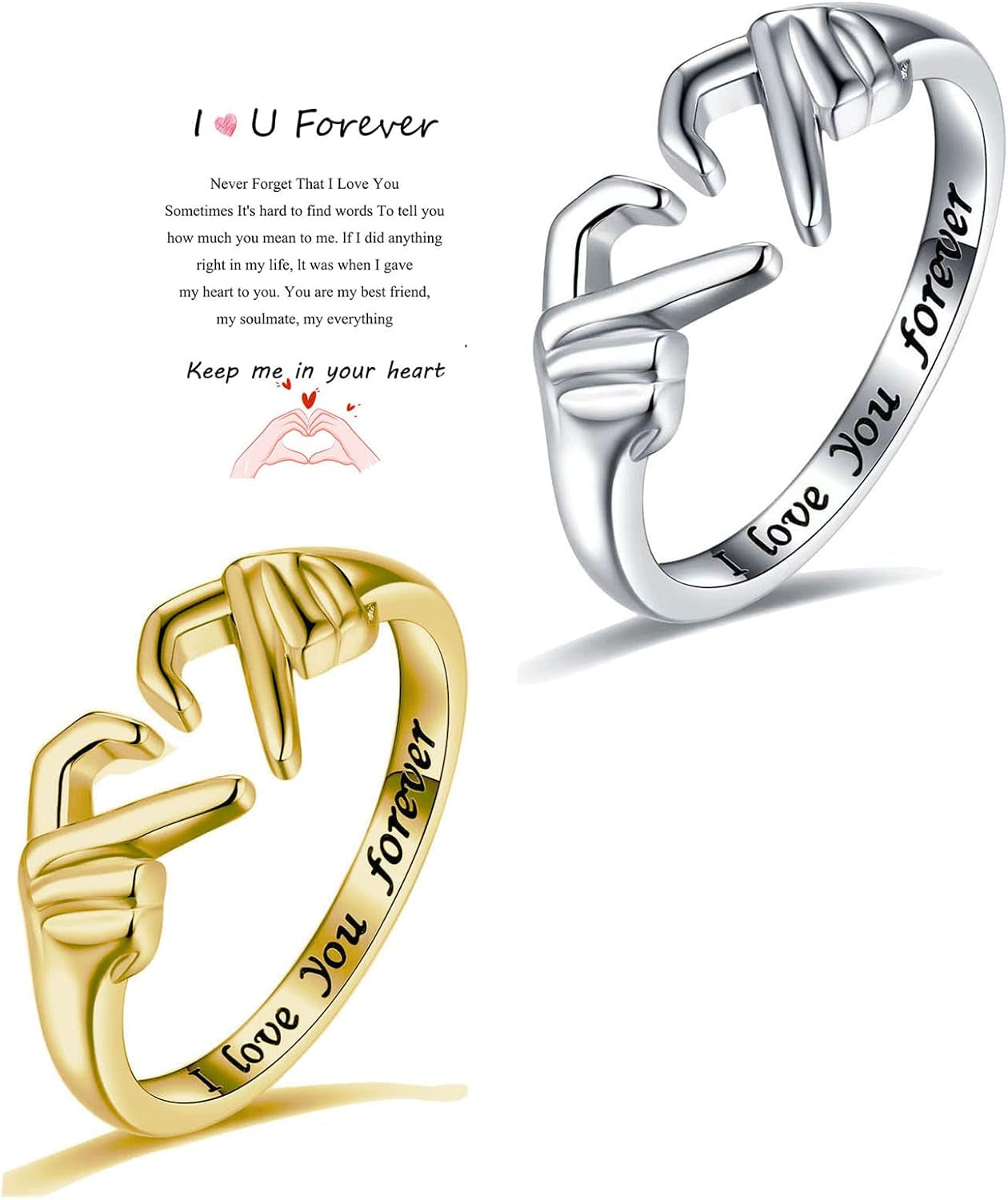 Adjustable Hand Heart Irish Claddagh Ring, Love Heart Claddagh Couple Ring Promise for Women, Heart Jewelry Valentine'S Day Rings Mothers Day Valentines Holiday Friends