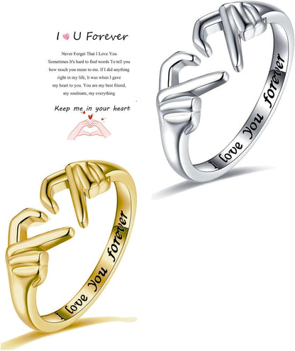 Adjustable Hand Heart Irish Claddagh Ring, Love Heart Claddagh Couple Ring Promise for Women, Heart Jewelry Valentine'S Day Rings Mothers Day Valentines Holiday Friends