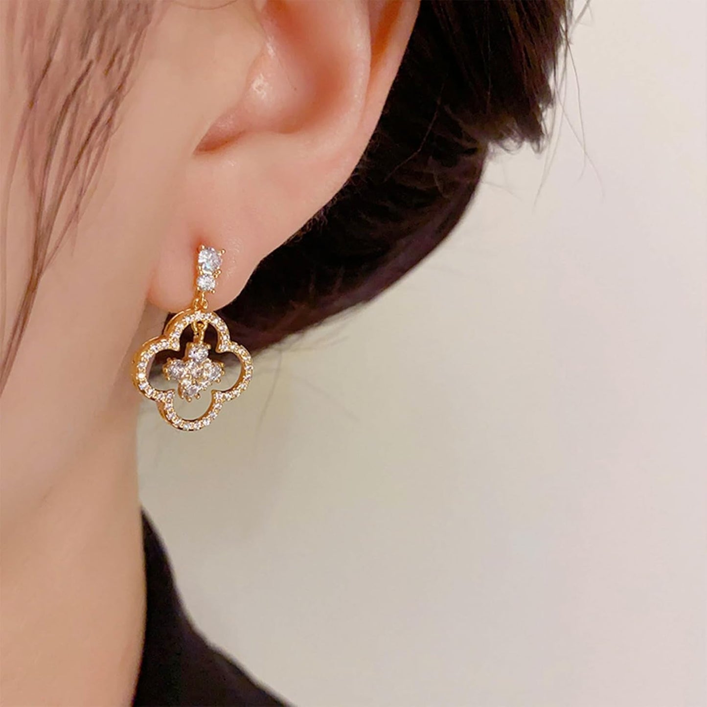 14K Gold Clover Earrings for Women Four Leaf Clover Earrings Lucky Earrings for Women Mother'S Day Gift Gift for Wife