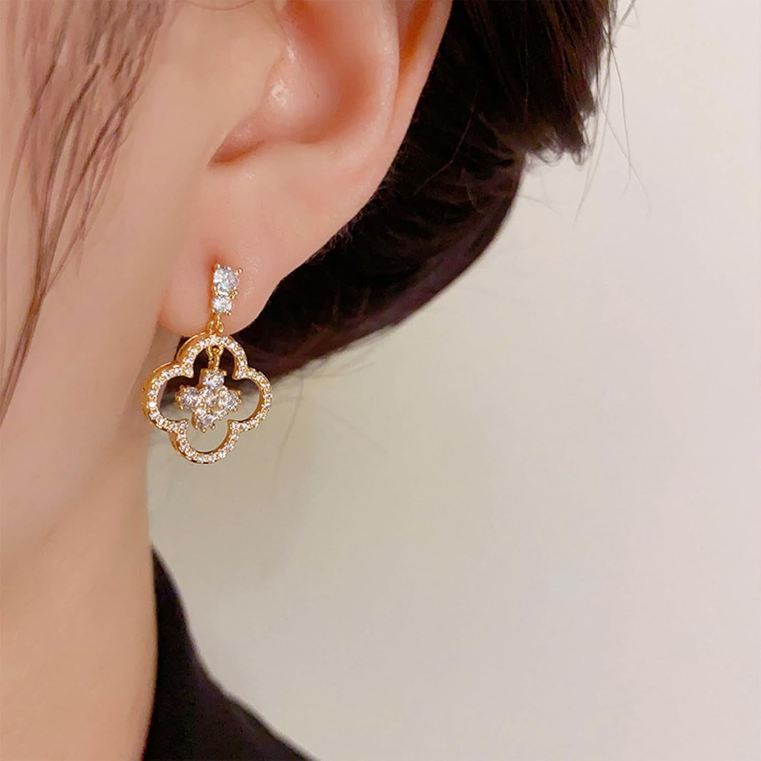 14K Gold Clover Earrings for Women Four Leaf Clover Earrings Lucky Earrings for Women Mother'S Day Gift Gift for Wife