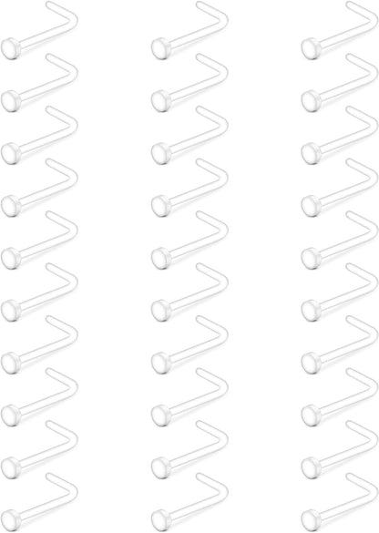 Mayhoop 38Pcs Clear Piercing Retainers for Surgery Bioflex Nose Rings Belly Rings Septum Eyebrow Lip Cartilage Tragus Earring Retainer Industrial Bar Plastic Piercing Jewelry for Work
