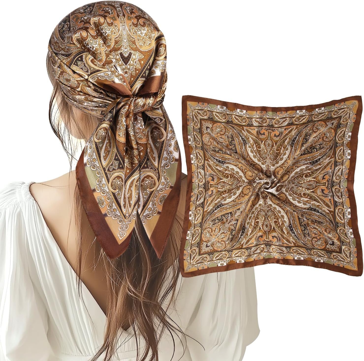 1 Pcs 27.5 Inches Satin Head Scarf Silk like Hair Scarf Stain Bandana Hair Wrap Neck Scarf for Women