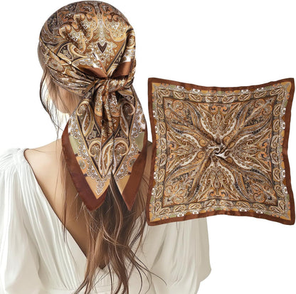 1 Pcs 27.5 Inches Satin Head Scarf Silk like Hair Scarf Stain Bandana Hair Wrap Neck Scarf for Women