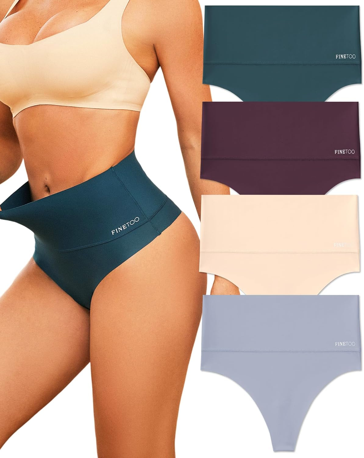 Comfortable high rise thong with invisible shapewear technology