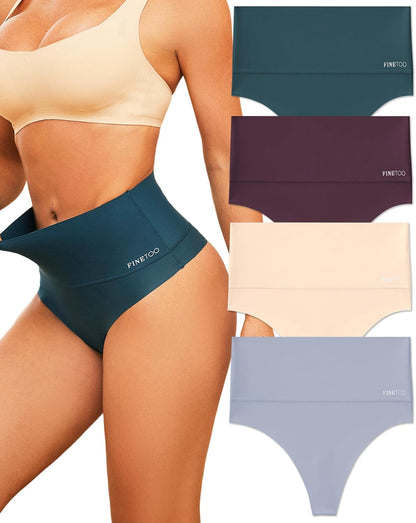 Comfortable high rise thong with invisible shapewear technology