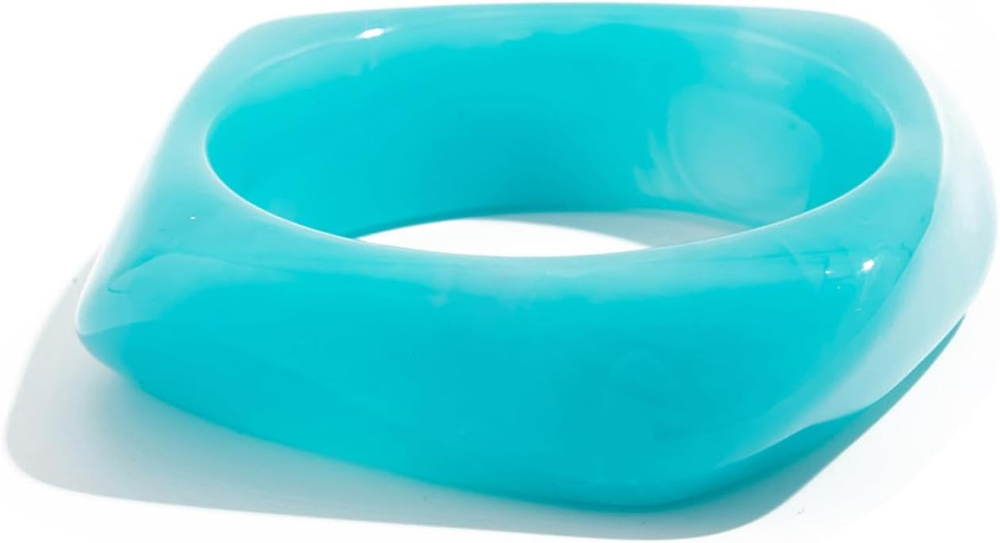 Chunky Acrylic Transparent Candy Color Geometric round Square Cuff Bangle Bracelet Set for Women Resin Wristband Statement Jewelry