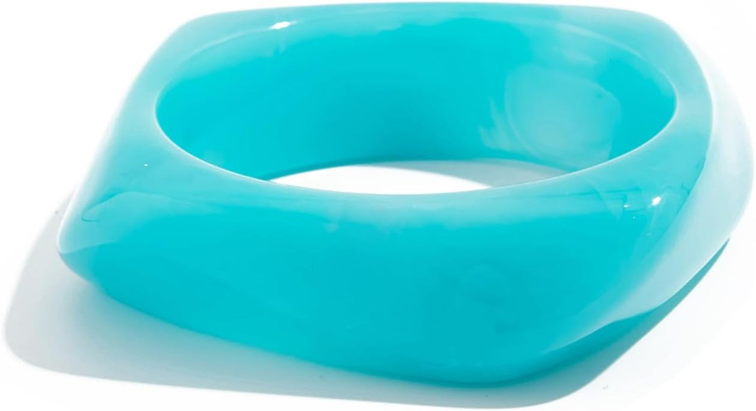 Chunky Acrylic Transparent Candy Color Geometric round Square Cuff Bangle Bracelet Set for Women Resin Wristband Statement Jewelry