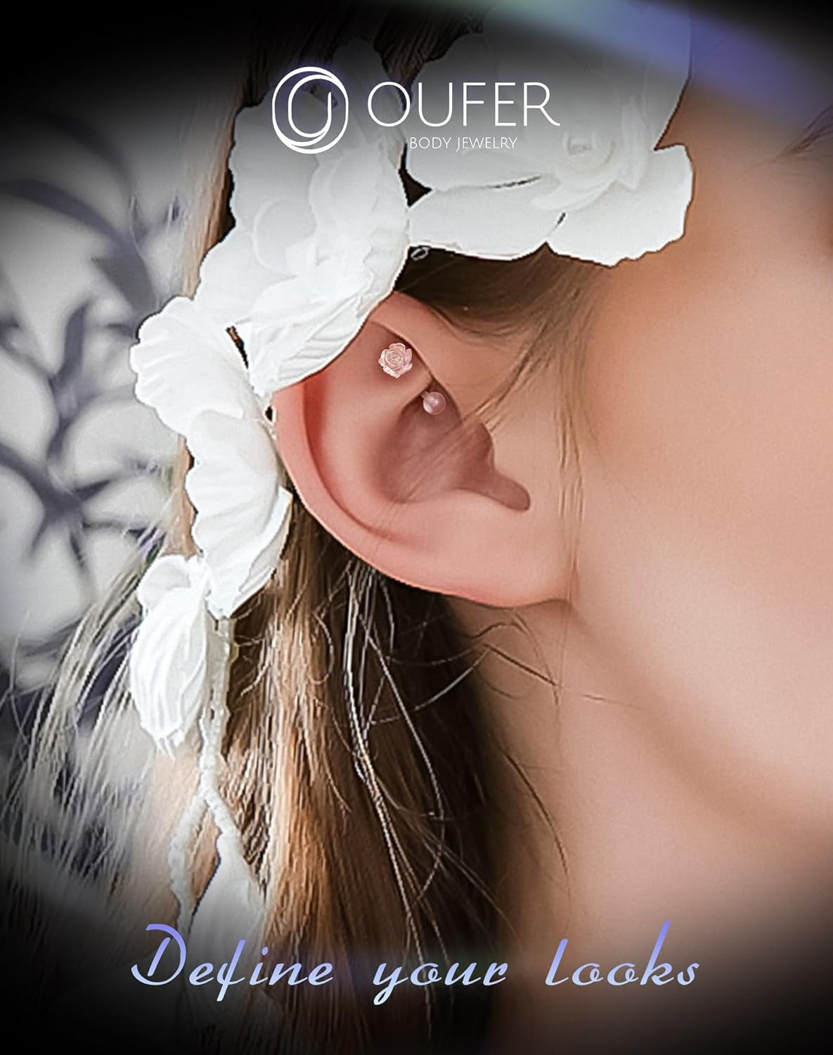 OUFER 3PCS Rook Piercing Jewelry, Plastic Piercings for Surgery, Clear Eyebrow Piercing Jewelry, 16G Eyebrow Rings, Clear Plastic Tragus Daith Rook Earrings for Work