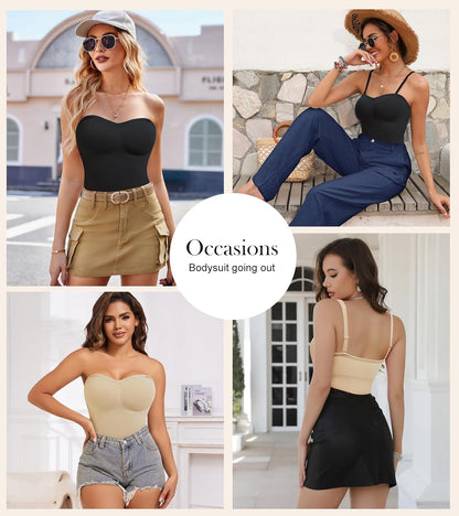 Built-in bra strapless shapewear full body coverage