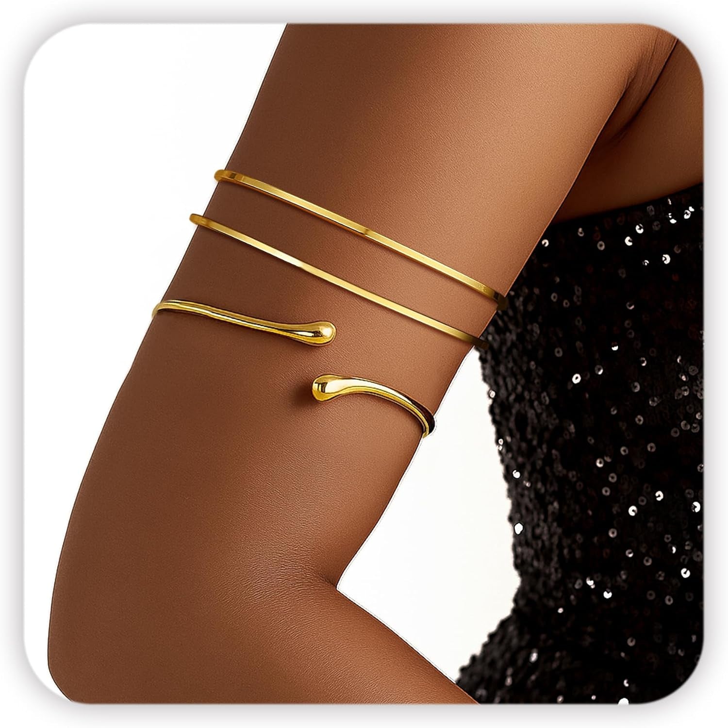 Gold Chunky Bracelet for Women, 14K Gold Plated Gold Bangle Bracelet Silver Chunky Bangles Bead Bracelets Gold Sack Gold Arm Cuff Pearl Jewelry Set Arm Cuff Jewelry