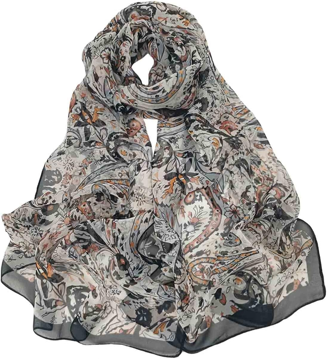 Pokeedioty Scarfs for Women Lightweight Scarves Elegant Floral Pattern Sheer Scarfs Shawls Wraps