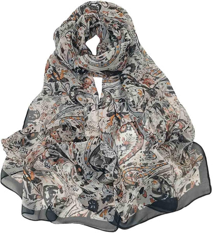 Pokeedioty Scarfs for Women Lightweight Scarves Elegant Floral Pattern Sheer Scarfs Shawls Wraps