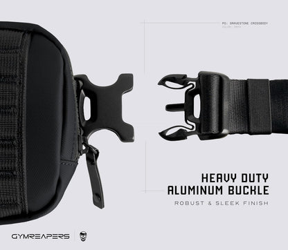 Adjustable shoulder sling belt on compact crossbody bag