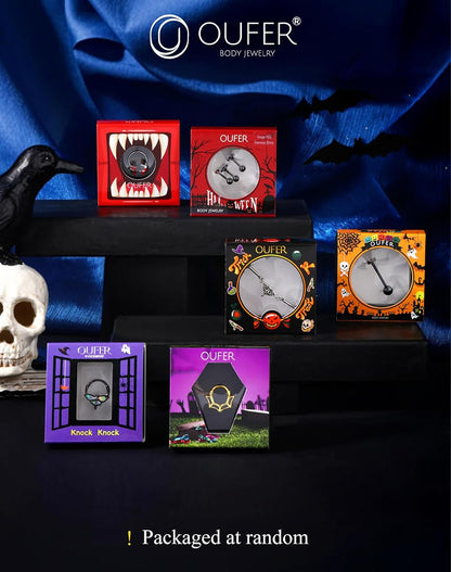 OUFER Moth Industrial Piercing Jewelry, Chain Industrial Bar, 316L Surgical Steel 14G Industrial Earrings for Women Men, Hallween Industrial Jewelry