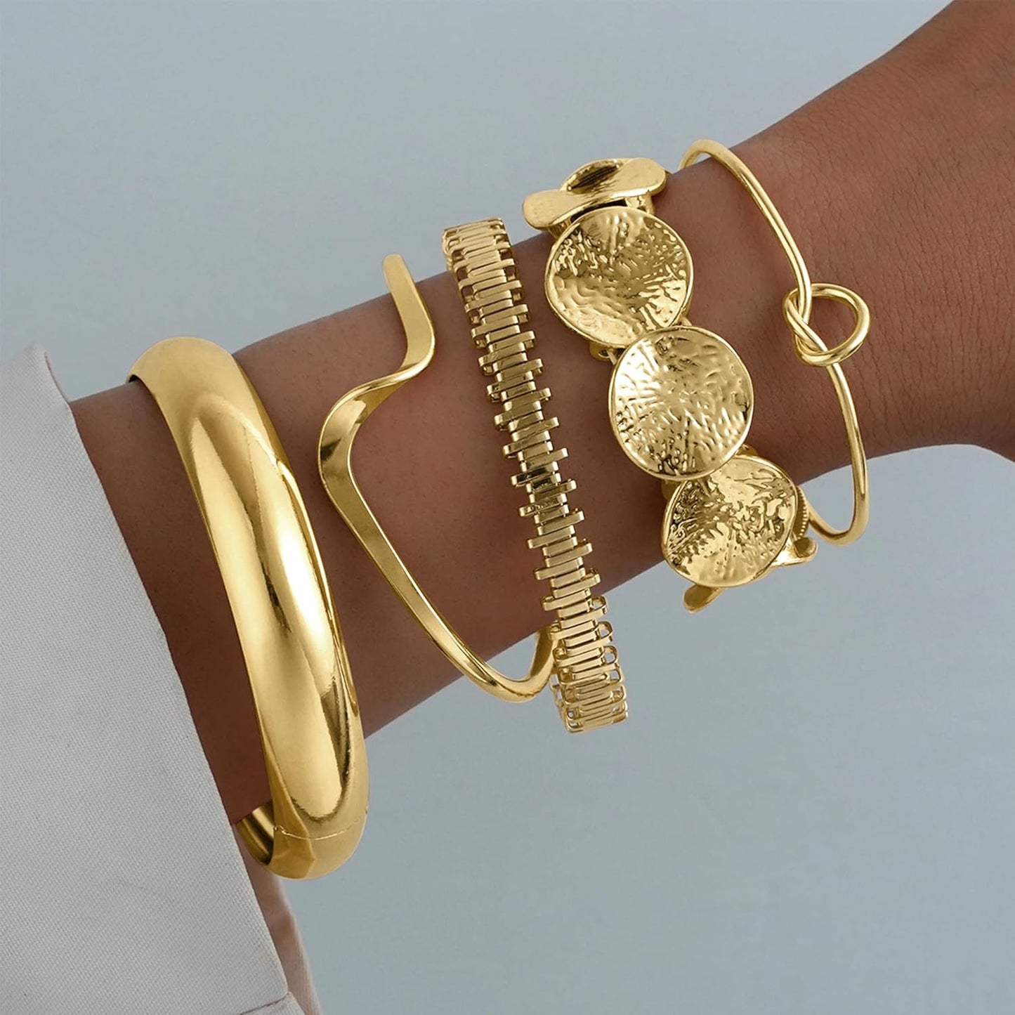 Boho multi-layer gold cuff bracelets for layering
