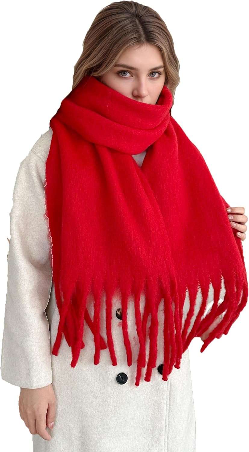 Women'S Winter Scarfs, Mohair Vintage Scarf for Women and Men, Large Chunky Scarf Cashmere Feel Blanket Wrap