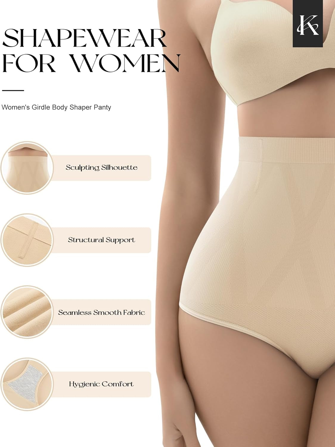 Seamless panty girdle with tummy control panel design