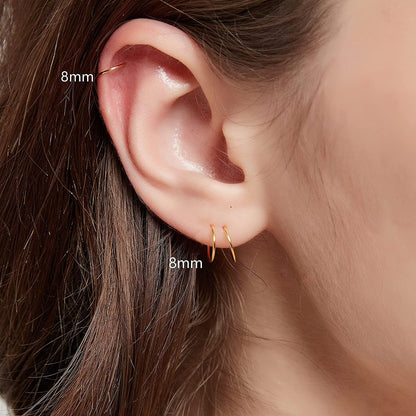 LUCKYJEWUS 14K Gold Nose Rings Hoops for Women 22 Gauge, Small Thin Nose Piercing Jewelry, 3Pcs 8Mm 22G