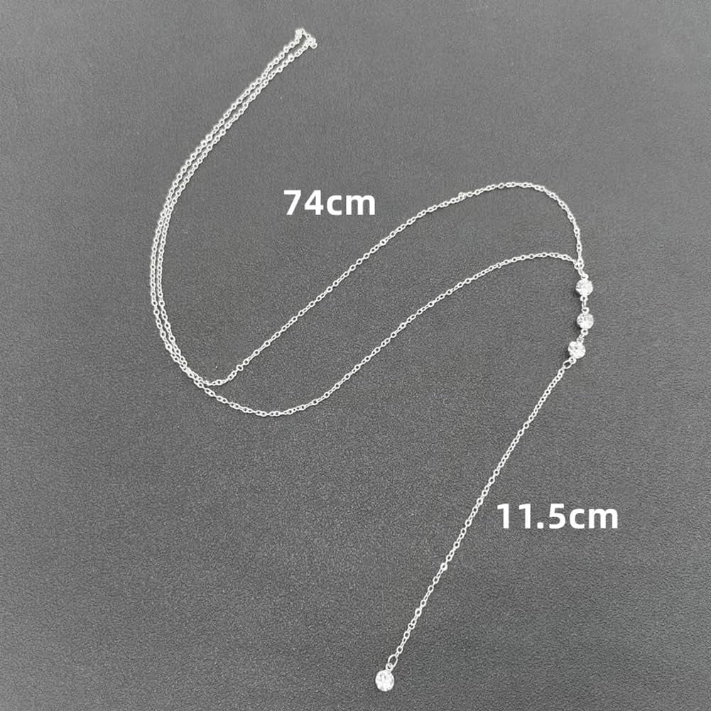 Rhinestone Back Chain Necklace Bridal Wedding Backdrop Body Jewelry for Women Summer Body Chain Necklace Shoulder Back Chain