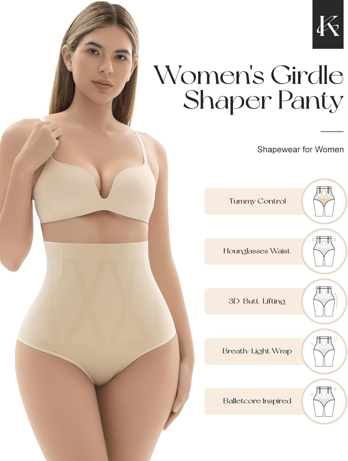 Women wearing body shaping underwear briefs showing smooth silhouette