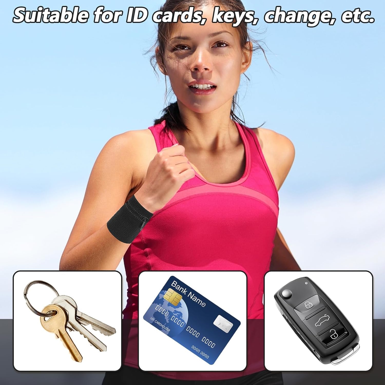 Women's and men's wrist wallets with phone and key storage