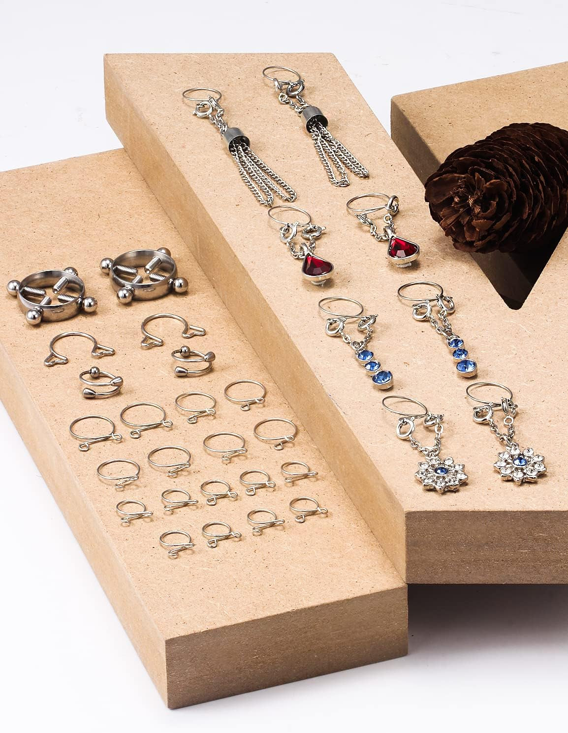 Non-piercing magnetic nipple rings in various finishes