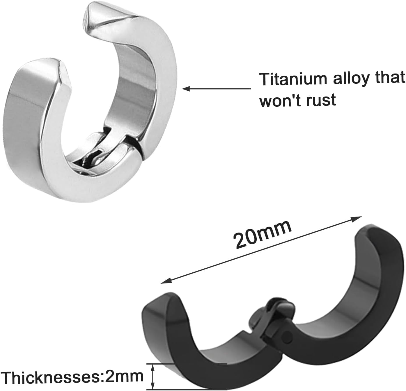 3 Pairs Clip on Earrings for Men, Non Pierced Earrings for Women and Men, Titanium Steel Fake Earrings, Cool Earrings Set for Gifts