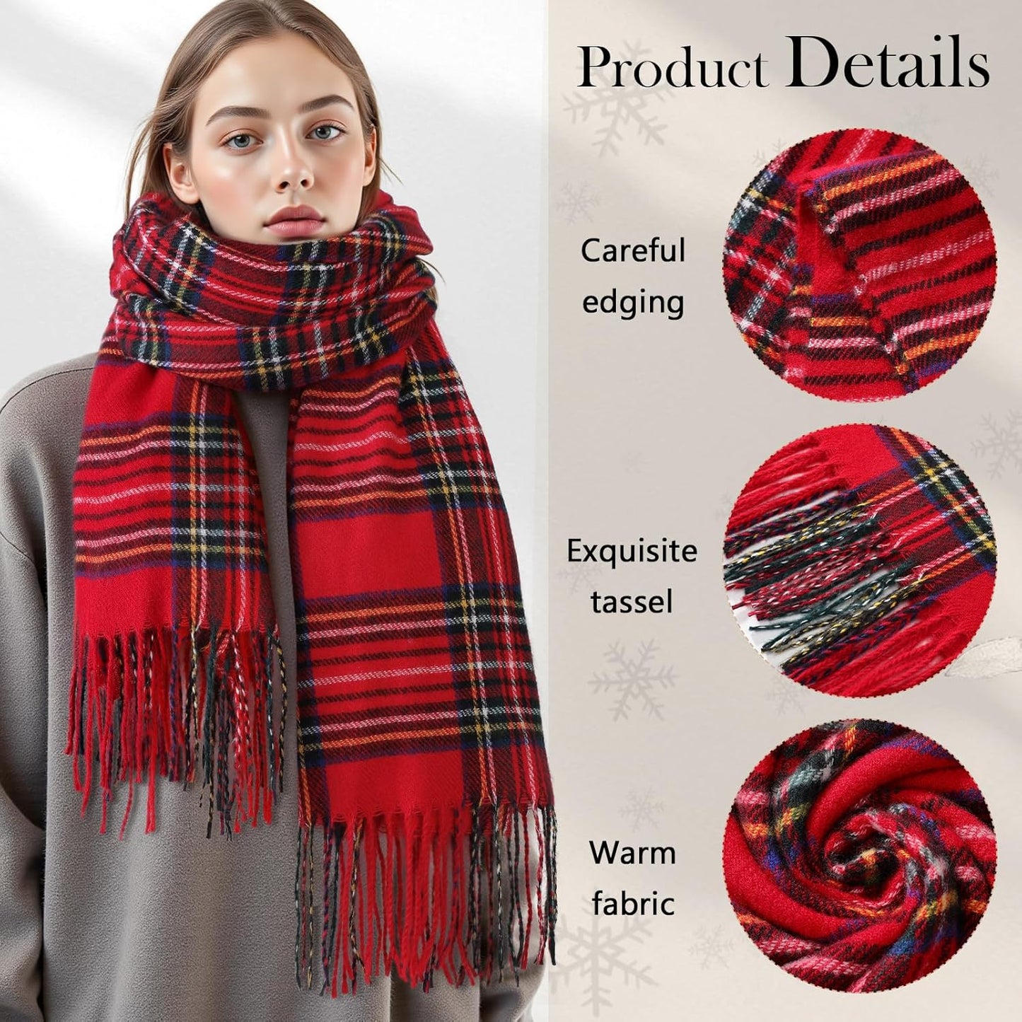 Pleneal Scarf for Women,Soft Chenille Winter Scarves, Womens Warm Thick Scarf for Cold Weather
