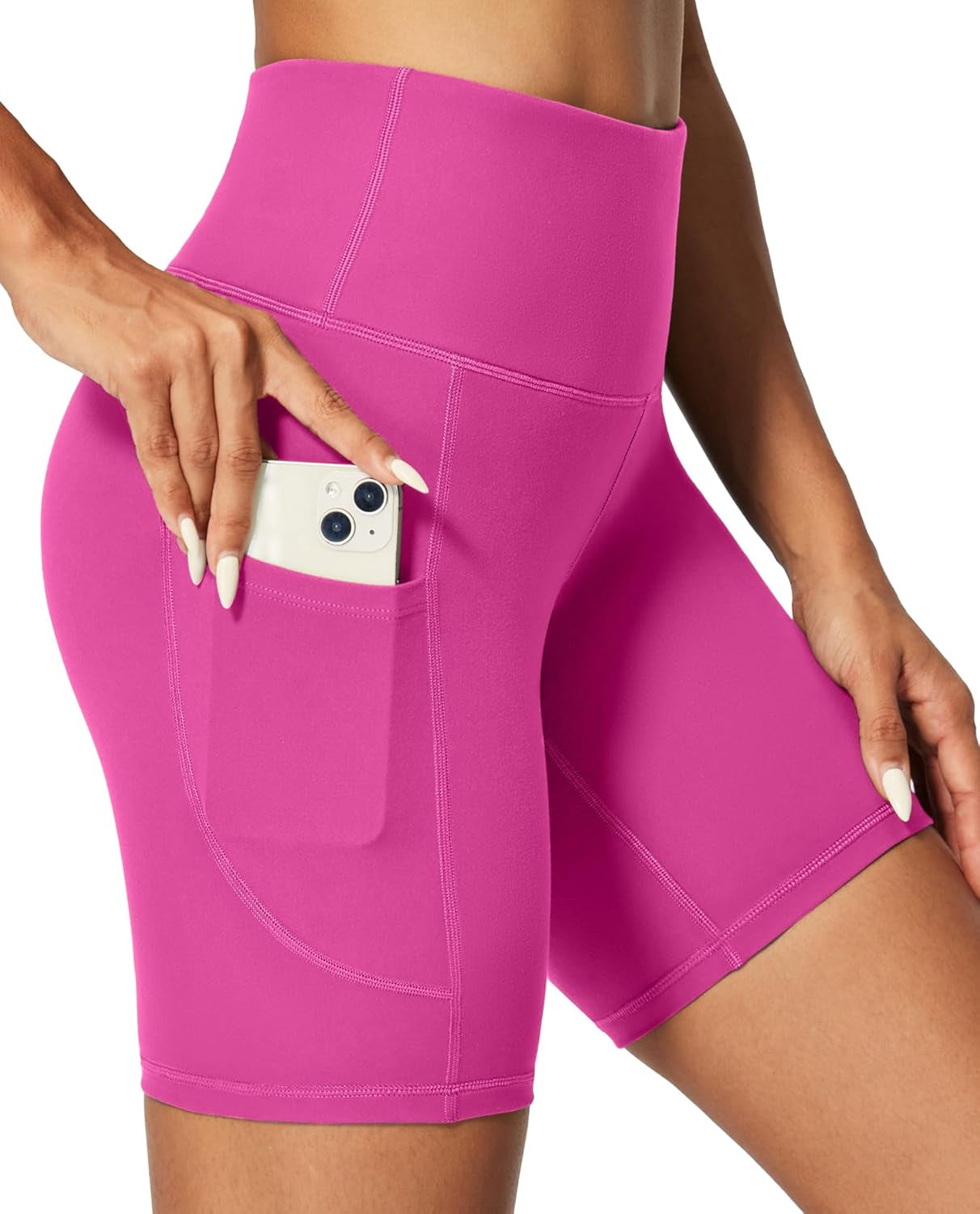 IUGA Biker Shorts Women 6" Tummy Control Workout Shorts Women with Pockets High Waisted Yoga Running Gym Spandex Compression