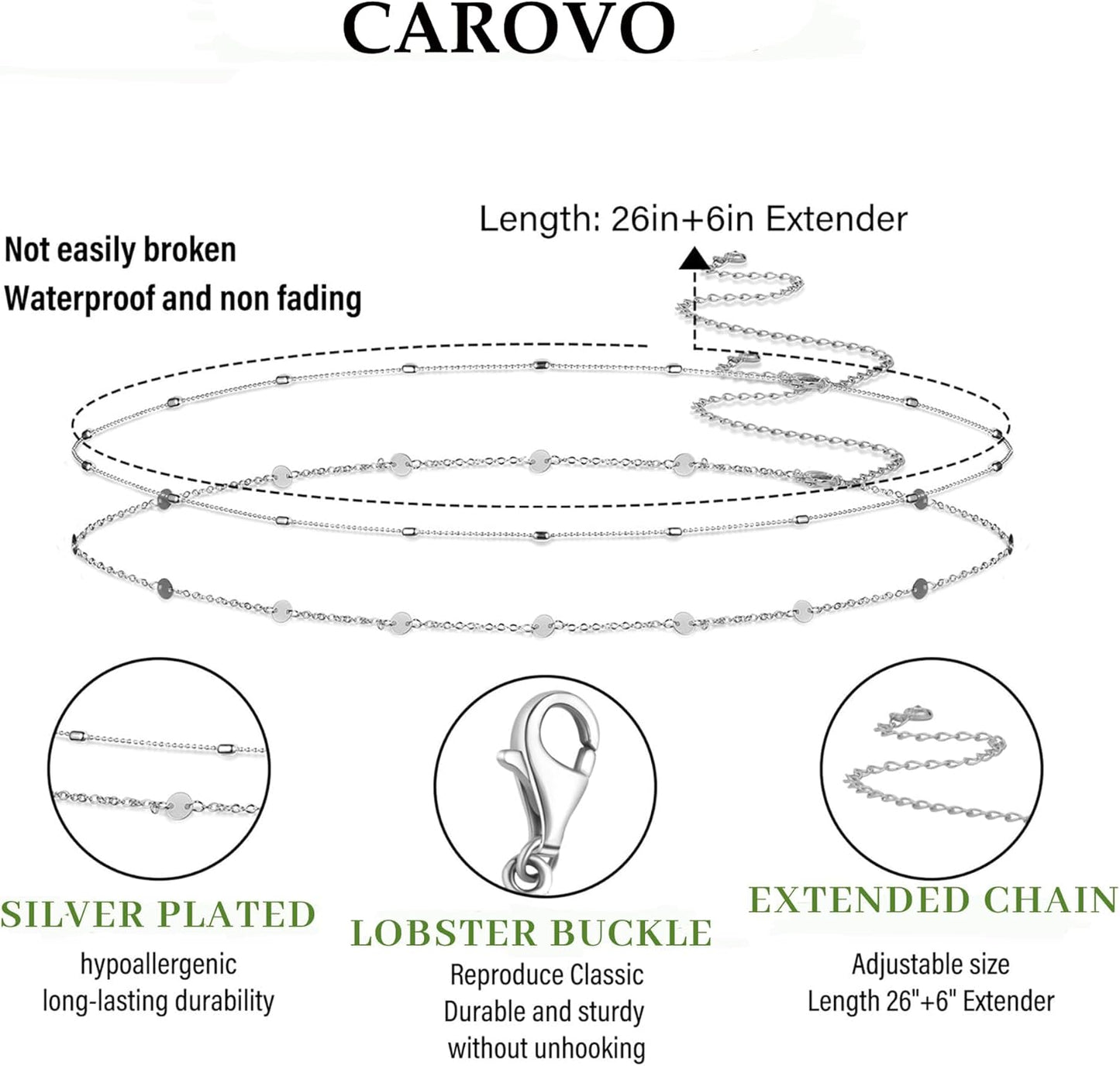 CAROVO Belly Waist Chain for Women 14K Gold Silver Plated Layered Body Chains Boho Cuban Figaro Pearl Heart Coin Satellite Bead Belly Chain Sexy Bikini Body Jewelry for Women Adjustable