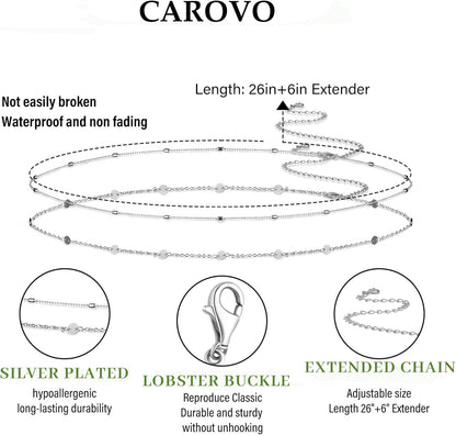 CAROVO Belly Waist Chain for Women 14K Gold Silver Plated Layered Body Chains Boho Cuban Figaro Pearl Heart Coin Satellite Bead Belly Chain Sexy Bikini Body Jewelry for Women Adjustable