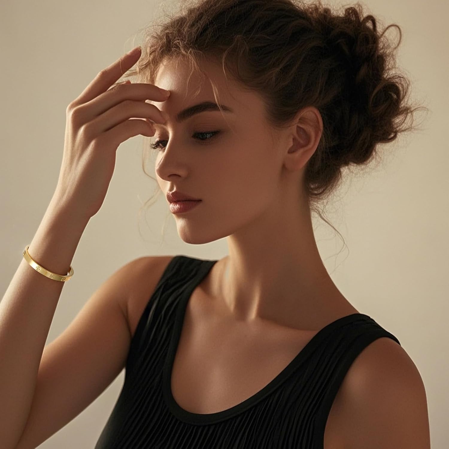 18K Gold-Plated Love Bangle Bracelets for Women, Silver Cross Bangle Bracelets, Waterproof Stainless Steel Friendship Jewelry, Valentines Christmas Birthday Gifts for Her