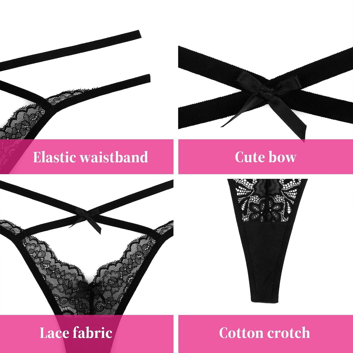 Mid waist lace thong underwear mystery design