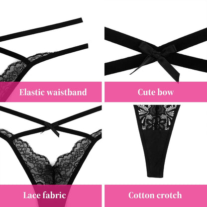 Mid waist lace thong underwear mystery design