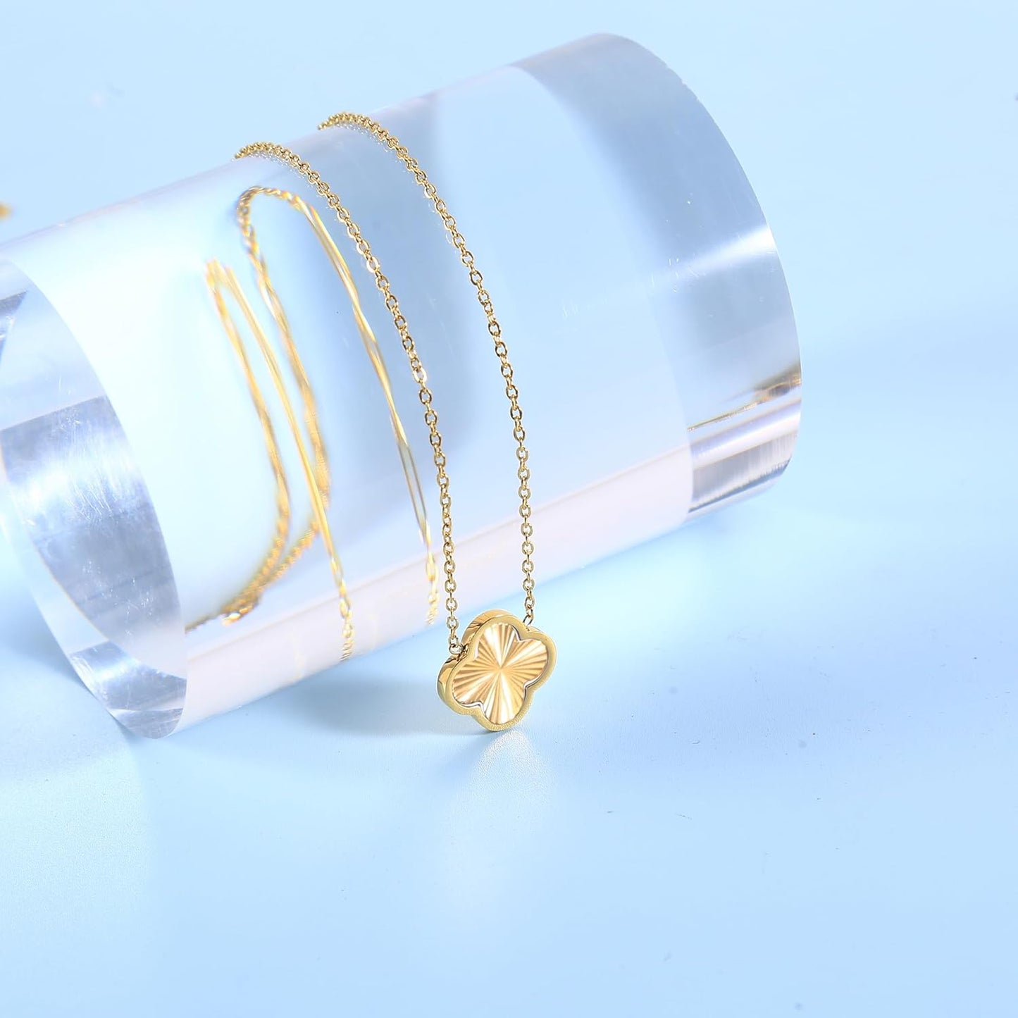 3 PC Set 18K Gold Plated Clover Necklace Dainty Four Leaf Clover Necklaces for Women Mothers Day Gift Birthday Valentine'S Day Charm Necklace