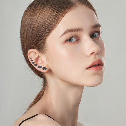 Aroncent 6 Pairs 4-14Mm Black Earrings for Men Women Fake Gauges Fake Earrings Stainless Steel Earrings Set