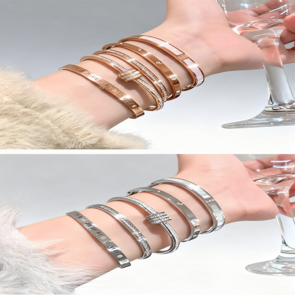 5-Piece Elegant Stainless Steel Bracelet Set, Fashionable Classic Design, Gold Bead Bracelets for Men and Women, Non Tarnish Bangle, Elegant Bracelet Set for Everyday and Formal Wear