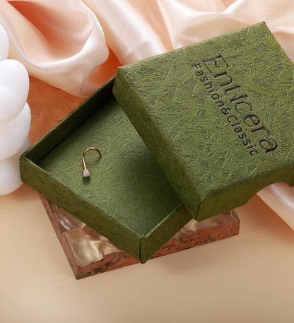 3Mm G23 Titanium Opal Nose Rings Studs Hypoallergenic L Shaped Screw Small Nose Rings for Women Men 20G Handmade 14K Gold Plated Nose Nostril Piercing Jewelry